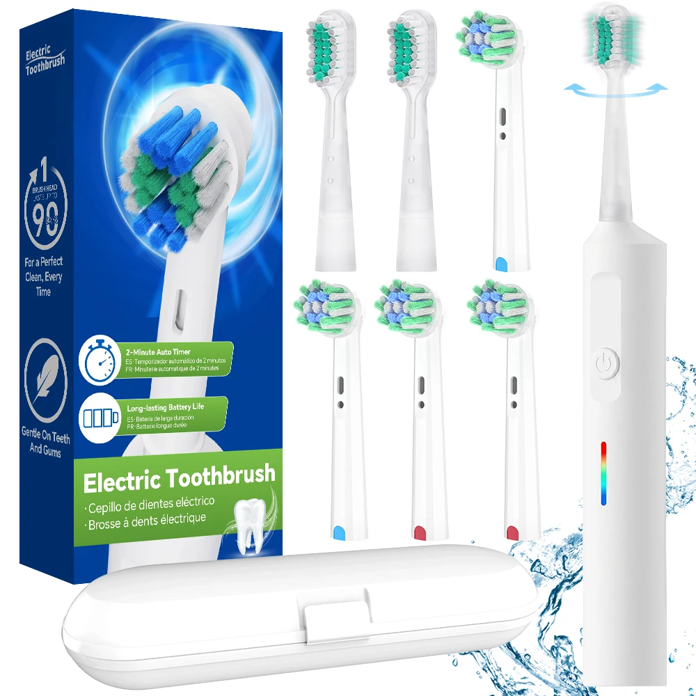 Rechargeable 2-in-1 Dual-Mode Electric Toothbrush - Rotating & Sonic, 6 Heads, 3 Modes, Smart Timer, Compatible with Oral B Head
Rechargeable 2-in-1 Dual-Mode Electric Toothbrush - Rotating & Sonic, 6 Heads, 3 Modes, Smart Timer, Compatible with Oral B Head