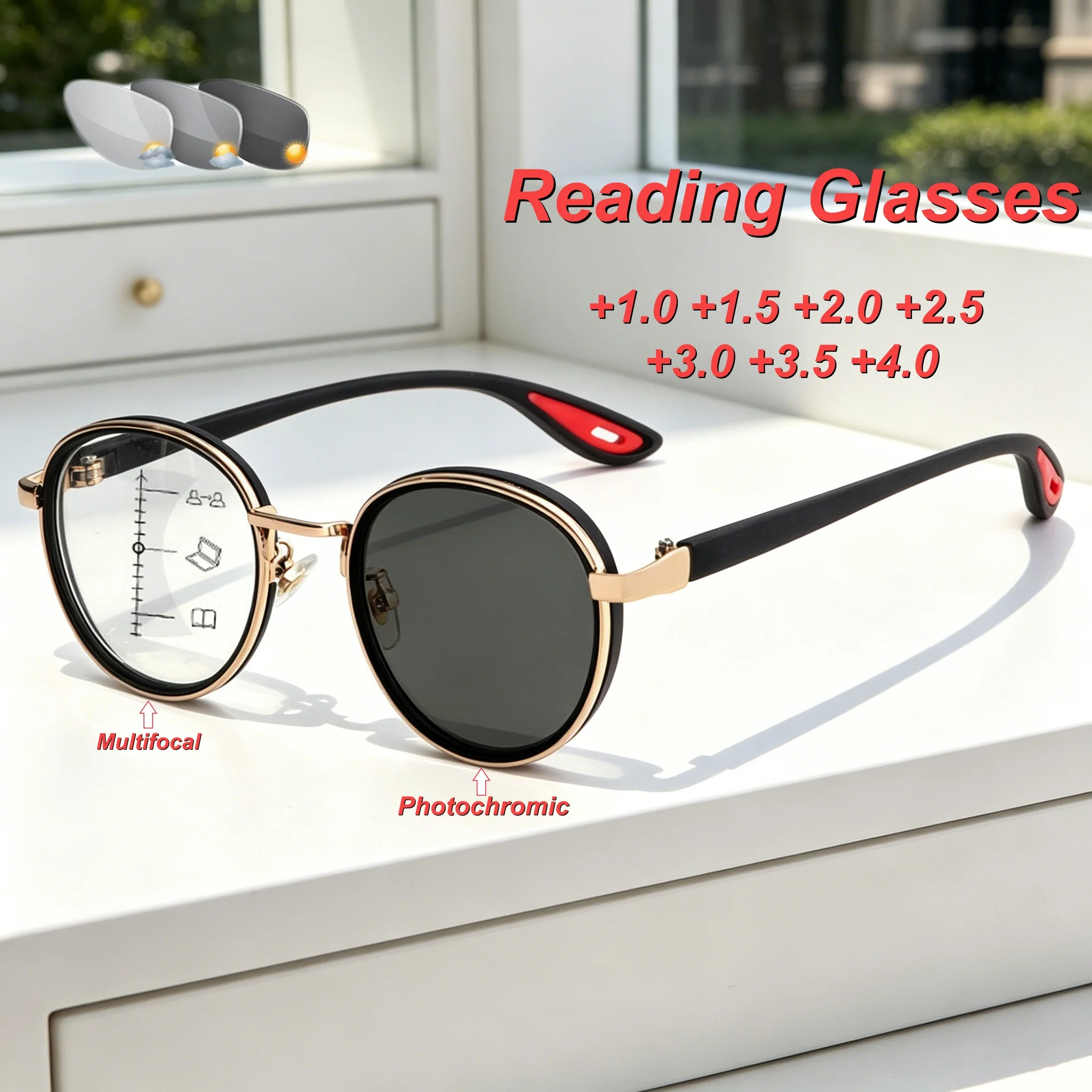 2026 New Fashionable and Personalized Round Frame Progressive Multifocal Photochromic Outdoor Anti Blue Light Reading Glasses
2026 New Fashionable and Personalized Round Frame Progressive Multifocal Photochromic Outdoor Anti Blue Light Reading Glasses