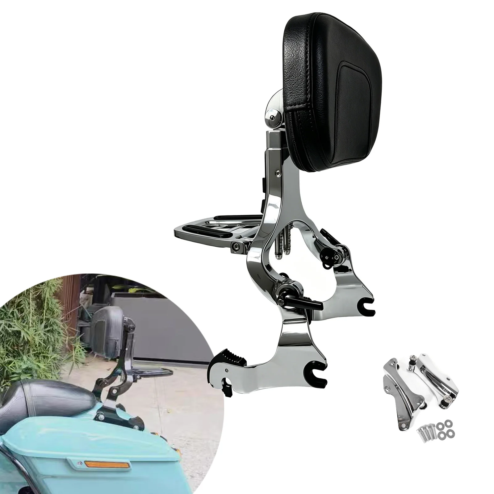 For Harley Road King Street Glide Ultra FLTRX CVO 09-26 Quick Release Driver Passenger Foldable Backrest Sissy Bar & Docking Kit
For Harley Road King Street Glide Ultra FLTRX CVO 09-26 Quick Release Driver Passenger Foldable Backrest Sissy Bar & Docking Kit