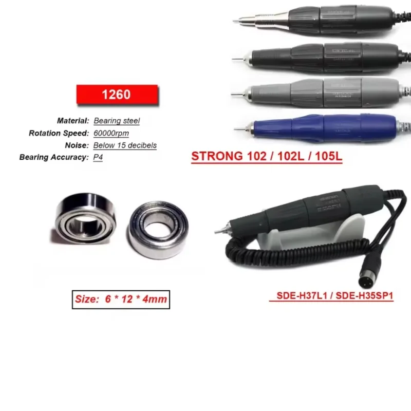 Stainless Ball Bearing 1260ZZ for Strong Marathon Handpiece MR126ZZ 6*12*4mm L-1260ZZ for motor MR126 MR126Z 1260 6x12x4 mm mini
Stainless Ball Bearing 1260ZZ for Strong Marathon Handpiece MR126ZZ 6*12*4mm L-1260ZZ for motor MR126 MR126Z 1260 6x12x4 mm mini