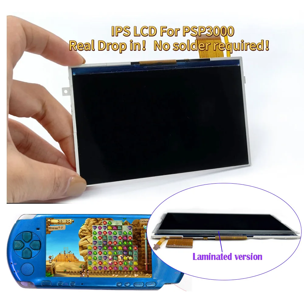 Laminated IPS LCD Screen Backlight Screen LCD Display High Light For PSP 3000 No Solder Need
Laminated IPS LCD Screen Backlight Screen LCD Display High Light For PSP 3000 No Solder Need