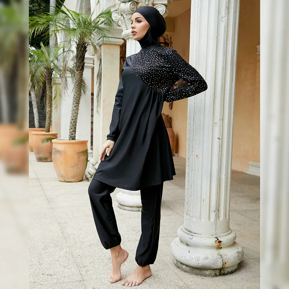 Black Burkini Muslim Women Full Cover Swimsuit Islamic Long Sleeve Hijab Swimwear Modest Burkini Bathing Suit Beachwear Costumes
Black Burkini Muslim Women Full Cover Swimsuit Islamic Long Sleeve Hijab Swimwear Modest Burkini Bathing Suit Beachwear Costumes
