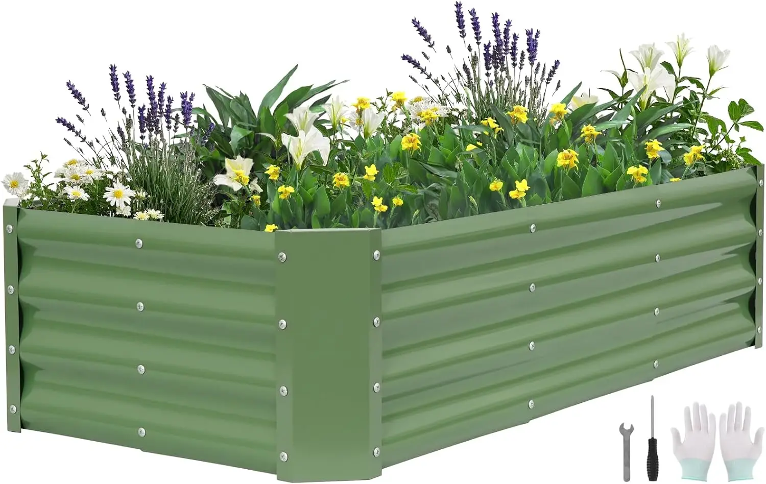 Металлическая приподнятая грядка для сада, уличный ящик-клумба | Стальной комплект для приподнятой грядки с опорными стержнями и перчатками для садоводства
Металлическая приподнятая грядка для сада, уличный ящик-клумба | Стальной комплект для приподнятой грядки с опорными стержнями и перчатками для садоводства