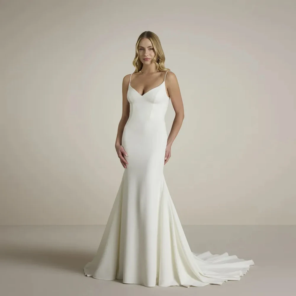 Mermaid Ivory Wedding Dresses with Lace Spaghetti Straps Classic Modern Bridal Gowns for Women 2025 Summer Vestido De Novia New
Mermaid Ivory Wedding Dresses with Lace Spaghetti Straps Classic Modern Bridal Gowns for Women 2025 Summer Vestido De Novia New