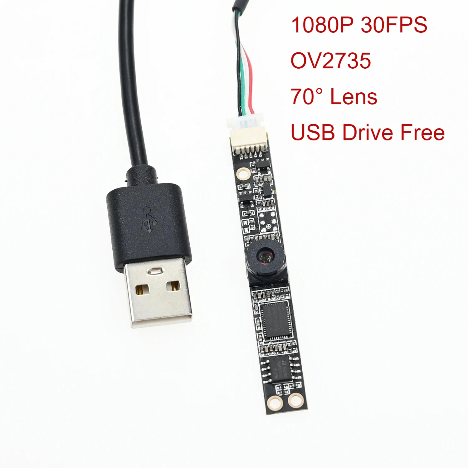 HD 1080P 30FPS USB Camera Module, OV2735 Sensor, 70° Lens, 8mmx60mm Strip, Plug & Play for Win/Android/Linux/RPi/Laptop
HD 1080P 30FPS USB Camera Module, OV2735 Sensor, 70° Lens, 8mmx60mm Strip, Plug & Play for Win/Android/Linux/RPi/Laptop