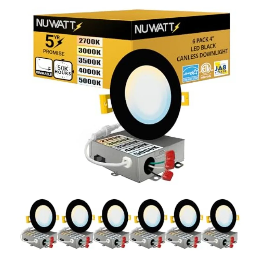 6 Pack 4 Inch Ultra-Thin LED Recessed Lighting 5CCT 2700K/3000K/3500K/4000K/5000K Selectable 630LM 9W IC Rated Dimmable Canless
6 Pack 4 Inch Ultra-Thin LED Recessed Lighting 5CCT 2700K/3000K/3500K/4000K/5000K Selectable 630LM 9W IC Rated Dimmable Canless