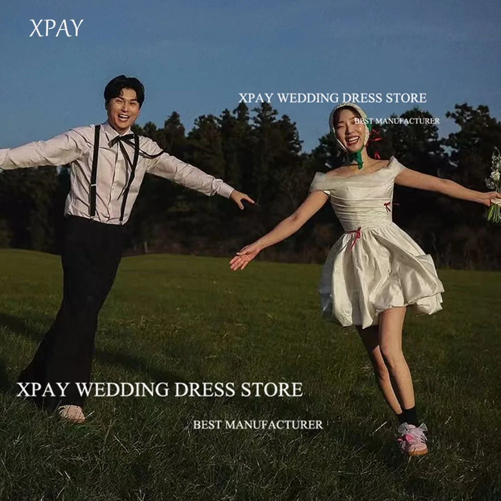 XPAY Simple A Line Mini Wedding Party Dresses Off Shoulder Bolero Taffeta Short Bride Gows Corset Customized Korea Photoshoot
XPAY Simple A Line Mini Wedding Party Dresses Off Shoulder Bolero Taffeta Short Bride Gows Corset Customized Korea Photoshoot