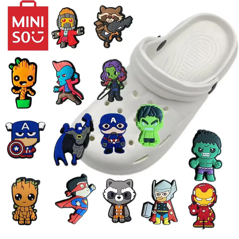 MINISO 1-16pcs Avenger Series Shoe Charms Fit Clogs Bogg Bag Bubble Slides Sandals, PVC Shoe Decorations Beach Bag Accessories
MINISO 1-16pcs Avenger Series Shoe Charms Fit Clogs Bogg Bag Bubble Slides Sandals, PVC Shoe Decorations Beach Bag Accessories
