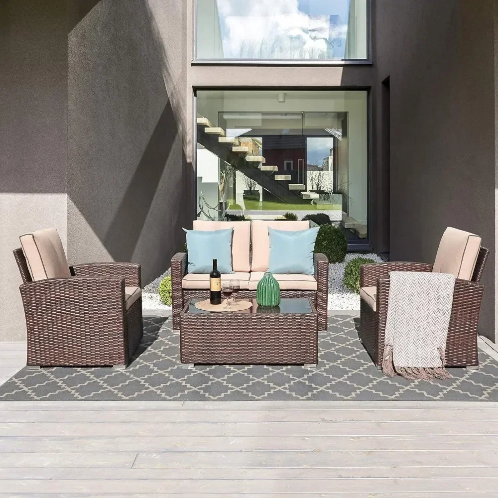 Outdoor Sofa Sets, All-Weather Rattan Wicker Sectional Patio Sofa SetwithTempered Glass Coffee Table, Outdoor Garden Sofas Sets
Outdoor Sofa Sets, All-Weather Rattan Wicker Sectional Patio Sofa SetwithTempered Glass Coffee Table, Outdoor Garden Sofas Sets