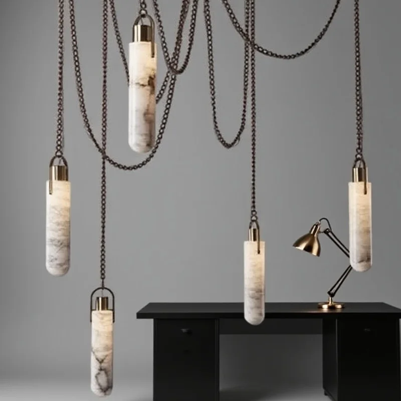 Light luxury marble dimmable chandelier, wrought iron lustre, copper/copper brown/black, suitable for stairwell lighting
Light luxury marble dimmable chandelier, wrought iron lustre, copper/copper brown/black, suitable for stairwell lighting