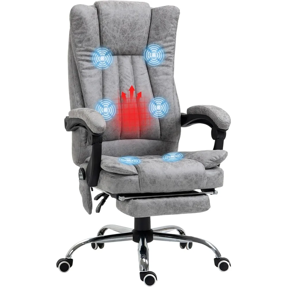 Microfiber Office Chair, High Back Computer Chair with 6 Point Massage, Heat, Adjustable Height and Retractable Footrest, Gray
Microfiber Office Chair, High Back Computer Chair with 6 Point Massage, Heat, Adjustable Height and Retractable Footrest, Gray