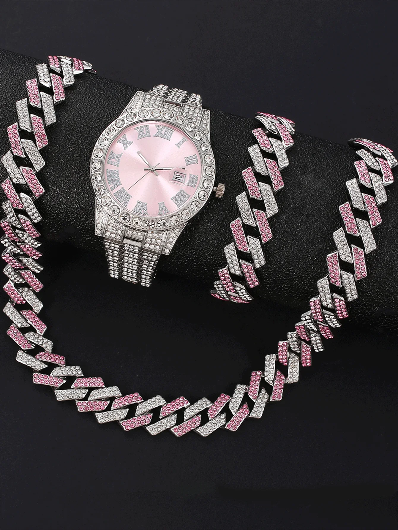 3-Piece Diamond Set Quartz Watch Hip Hop Watch Bracelet Necklace Set Fashion Watch Gift Set
3-Piece Diamond Set Quartz Watch Hip Hop Watch Bracelet Necklace Set Fashion Watch Gift Set