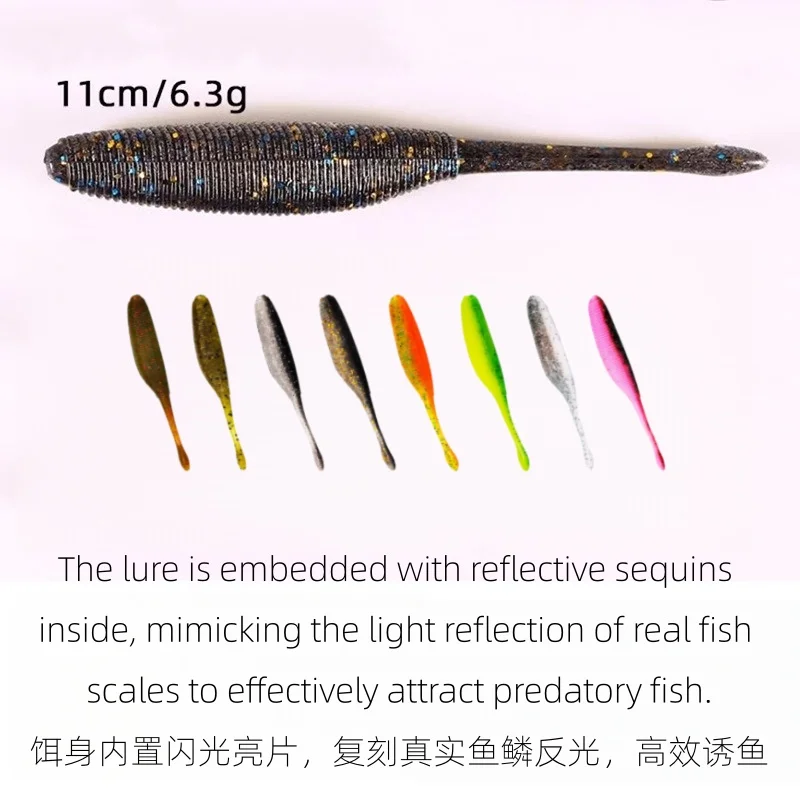 Mukun 40pcs 11cm 6.3g Needle Tail Soft Lure With Sequins Salt Scent Worm Texas Drop Shot Rig Bass Perch Artificial Fishing Bait
Mukun 40pcs 11cm 6.3g Needle Tail Soft Lure With Sequins Salt Scent Worm Texas Drop Shot Rig Bass Perch Artificial Fishing Bait