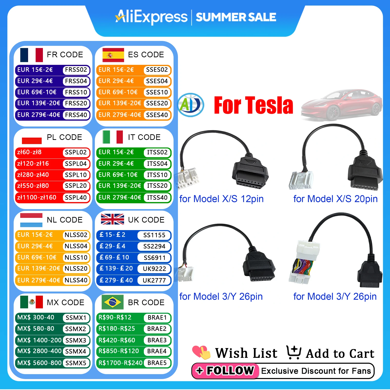OBD2 Adapter Cable For Tesla Model S Model X Model 3 Model Y OBD Diagnostic 26Pin 20pin 12pin Connector Harness For X431 Scanner
OBD2 Adapter Cable For Tesla Model S Model X Model 3 Model Y OBD Diagnostic 26Pin 20pin 12pin Connector Harness For X431 Scanner