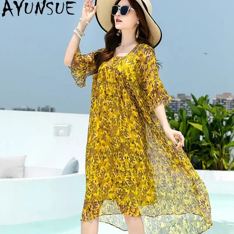 100% Mulberry Real Silk Dress For Women's Clothing Mid Length Fragmented Floral Loose A-line Slim Dresses Two Piece Vestidos
100% Mulberry Real Silk Dress For Women's Clothing Mid Length Fragmented Floral Loose A-line Slim Dresses Two Piece Vestidos