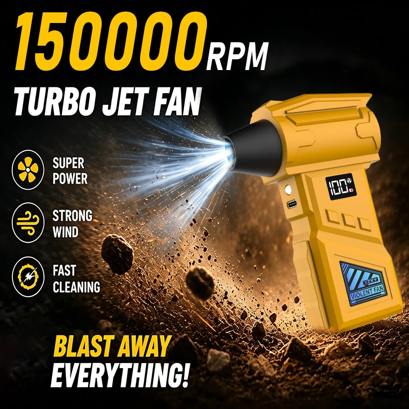 150000RPM Violent Turbine Mini Fan 2-in-1 Blower & Vacuum Cleaner High-Velocity Airflow for Snow Blowing Dust Removal Pet Hair
150000RPM Violent Turbine Mini Fan 2-in-1 Blower & Vacuum Cleaner High-Velocity Airflow for Snow Blowing Dust Removal Pet Hair