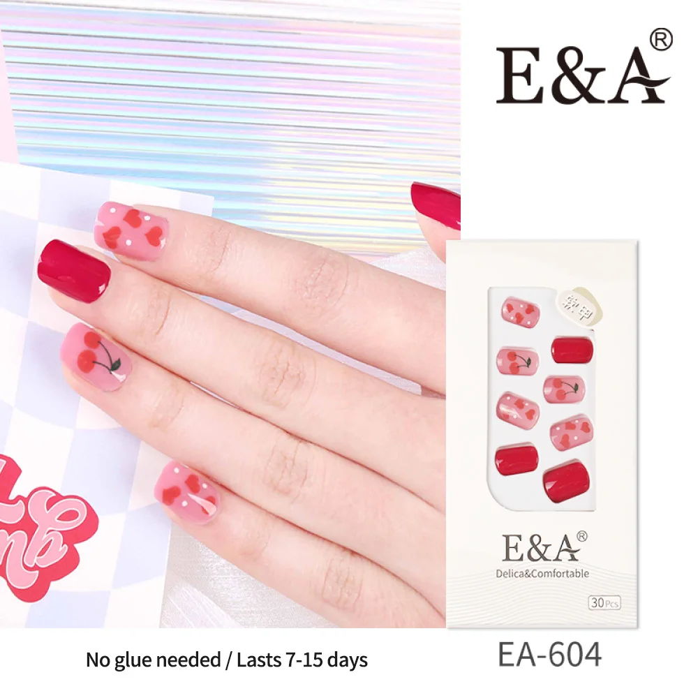E&A Hapalonychia Press-On Comfortable Fitting Square Design ABS Short Length Pre-Designed Finger Nails Full Cover Glue
E&A Hapalonychia Press-On Comfortable Fitting Square Design ABS Short Length Pre-Designed Finger Nails Full Cover Glue