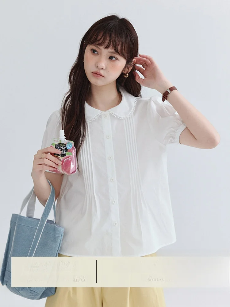 AMUU Original White Ruffle Collar Short Shirt Women's Summer New Style Age Reduction Korean Style Cotton Blend Breathable
AMUU Original White Ruffle Collar Short Shirt Women's Summer New Style Age Reduction Korean Style Cotton Blend Breathable