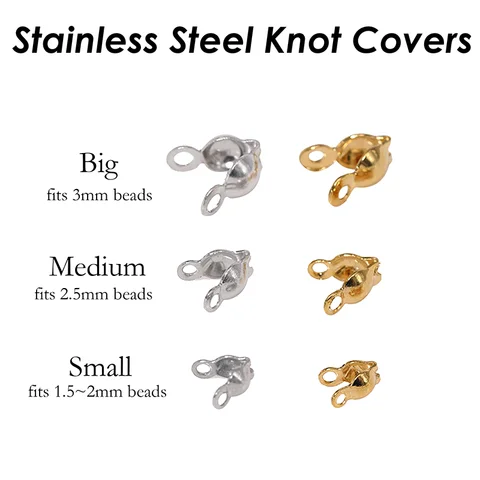 100 Pieces Stainless Steel Bead Tips Calotte Ends Clamshell Knot Cover Cord Ends Crimp Bead Cover Wholesale Jewelry Findings