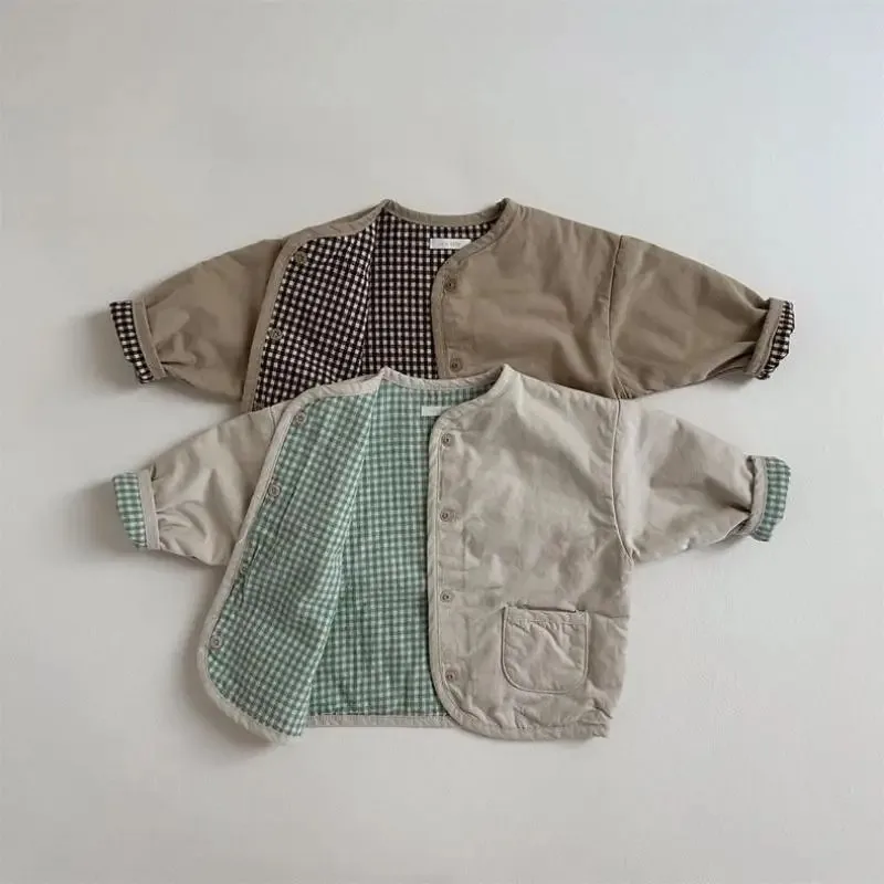 2025 Autumn New Baby Reversible Coat Cotton Infant Girl Long Sleeve Plaid Cardigan Toddler Boys Casual Jacket Children Clothes
2025 Autumn New Baby Reversible Coat Cotton Infant Girl Long Sleeve Plaid Cardigan Toddler Boys Casual Jacket Children Clothes