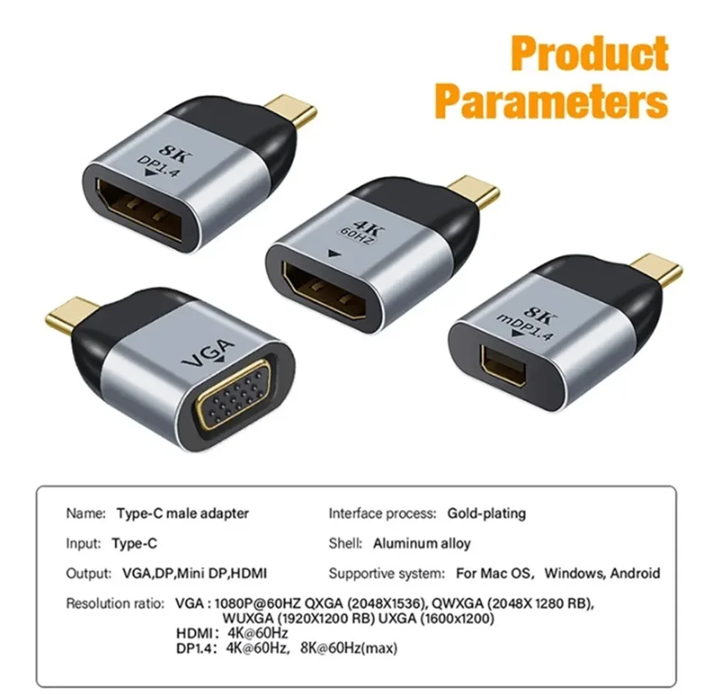 4K60hz adapter TYPE-C to HDMI2.0 female DP suitable for mobile phone laptop screen projection connection converter
4K60hz adapter TYPE-C to HDMI2.0 female DP suitable for mobile phone laptop screen projection connection converter