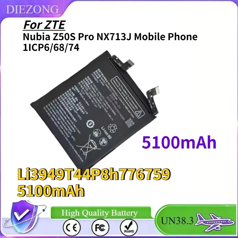In Stock Li3949T44P8h776759 5100mAh Battery For ZTE Nubia Z50S Pro NX713J Mobile Phone 1ICP6/68/74
In Stock Li3949T44P8h776759 5100mAh Battery For ZTE Nubia Z50S Pro NX713J Mobile Phone 1ICP6/68/74