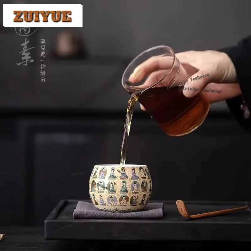 120Ml Creative Thousand Buddhas Ceramic Cup Dunhuang Culture Master Personal Dragon Egg Tea Bowl Coffee Mug Kung Fu Teaset
120Ml Creative Thousand Buddhas Ceramic Cup Dunhuang Culture Master Personal Dragon Egg Tea Bowl Coffee Mug Kung Fu Teaset