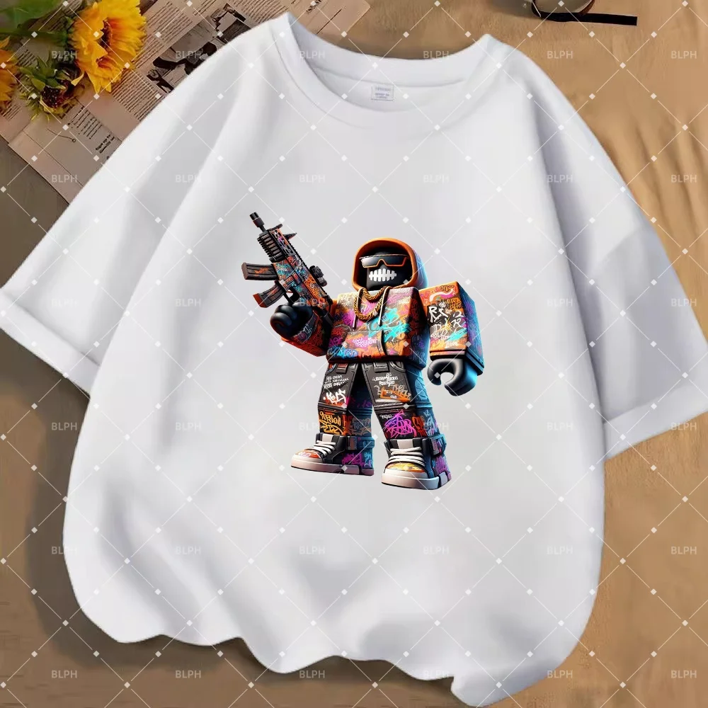 Стильная детская футболка с граффити в стиле Roblox, уникальный вариант для мальчиков и девочек, красочная футболка с узорами для повседневной носки
Стильная детская футболка с граффити в стиле Roblox, уникальный вариант для мальчиков и девочек, красочная футболка с узорами для повседневной носки