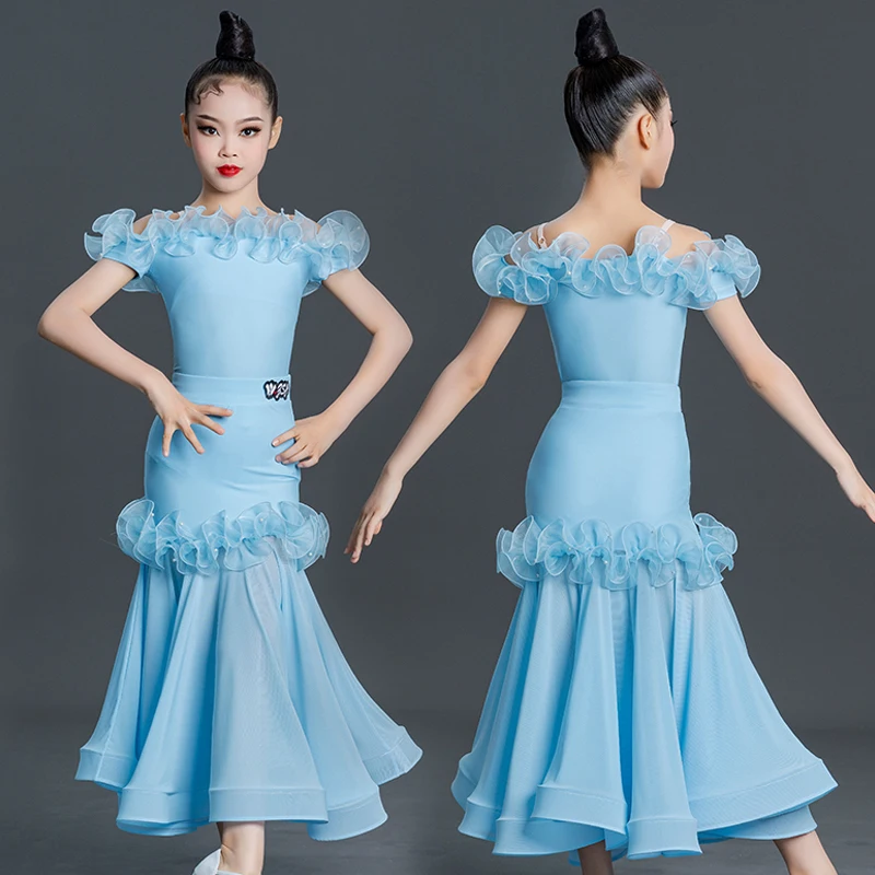 Blue Ballroom Dance Competition Costumes Girls Flounces Latin Dance Dress Kids Waltz Modern Dancing Dresses Party Clothes SL8660
Blue Ballroom Dance Competition Costumes Girls Flounces Latin Dance Dress Kids Waltz Modern Dancing Dresses Party Clothes SL8660