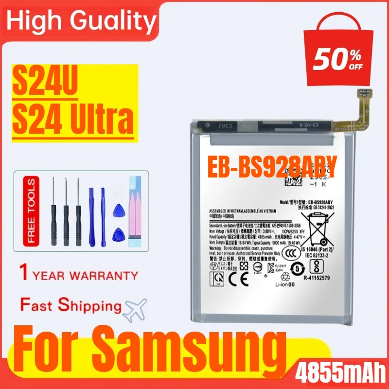 EB-BS928ABY for Samsung S24U/S24 Ultra Mobile Phone Battery High Quality High Capacity Battery Replacement Bateria with Tools
EB-BS928ABY for Samsung S24U/S24 Ultra Mobile Phone Battery High Quality High Capacity Battery Replacement Bateria with Tools