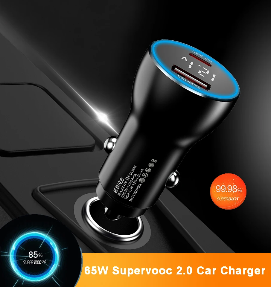65W SUPERVOOC 2.0 SuperDart + 25W PD PPS Car Fast Charger For iPhone 13 12 Mini SAMSUNG OPPO Find X3 Pro X2 Reno 6 Realme GT 8
65W SUPERVOOC 2.0 SuperDart + 25W PD PPS Car Fast Charger For iPhone 13 12 Mini SAMSUNG OPPO Find X3 Pro X2 Reno 6 Realme GT 8