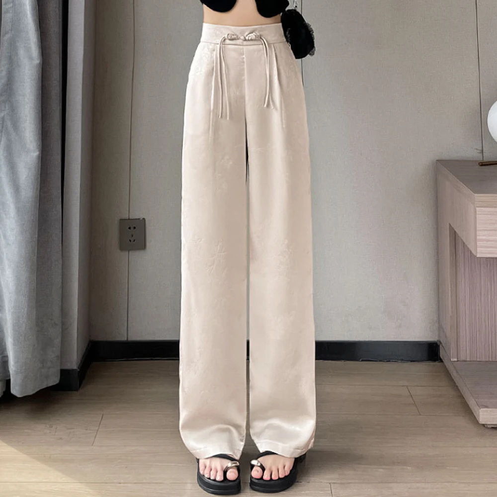 Jacquard Chinese style wide leg pants for women's summer new high waist plus size elastic waist casual straight leg pants
Jacquard Chinese style wide leg pants for women's summer new high waist plus size elastic waist casual straight leg pants