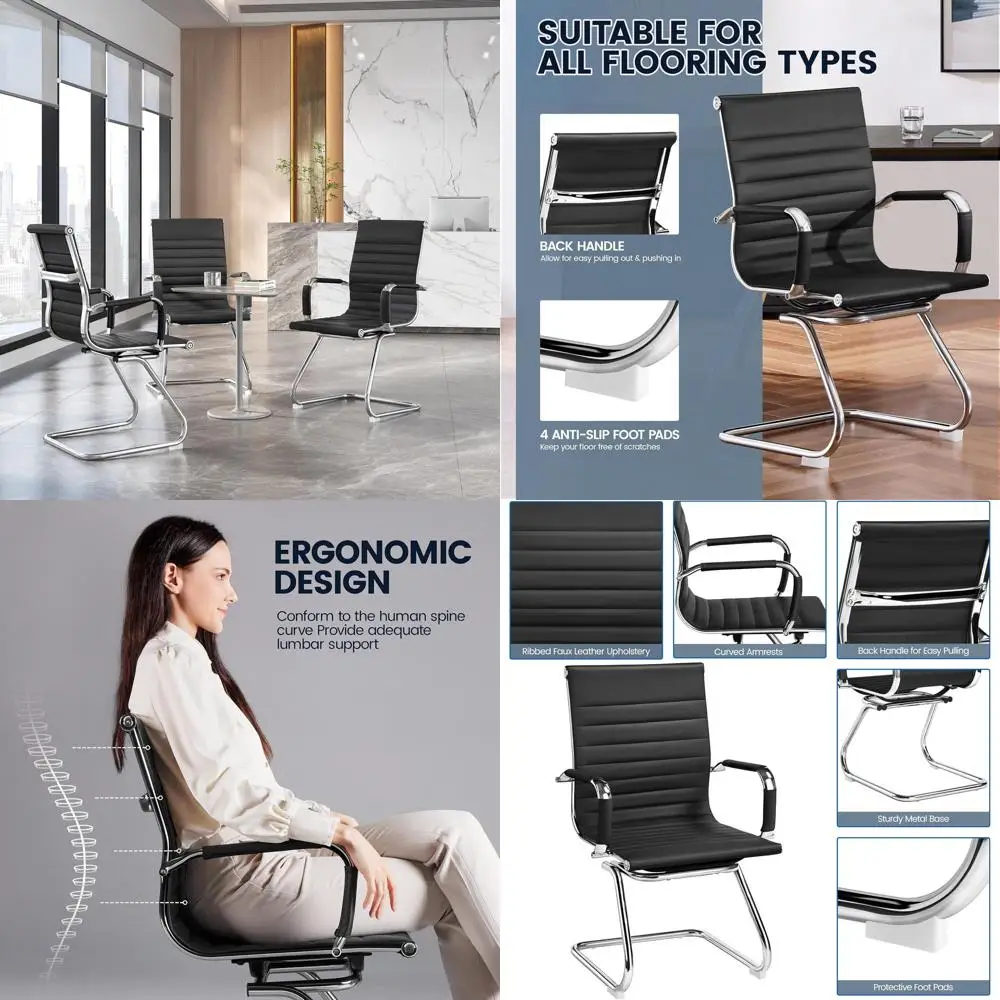 Ergonomic Leather Office Chair without Casters, Ideal for Conference and Waiting Rooms, Set of 2 in Black
Ergonomic Leather Office Chair without Casters, Ideal for Conference and Waiting Rooms, Set of 2 in Black