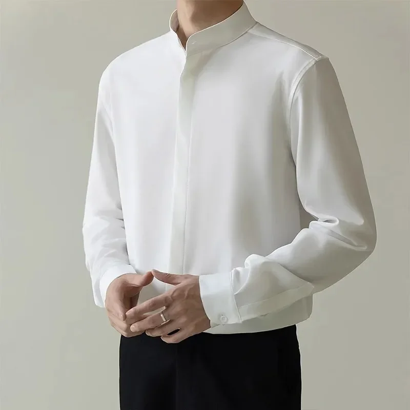 Autumn KPOP Fashion Style Harajuku Slim Fit Ropa Hombre Loose Casual All Match Stand Collar Shirt Solid Button Long Sleeve Blusa
Autumn KPOP Fashion Style Harajuku Slim Fit Ropa Hombre Loose Casual All Match Stand Collar Shirt Solid Button Long Sleeve Blusa