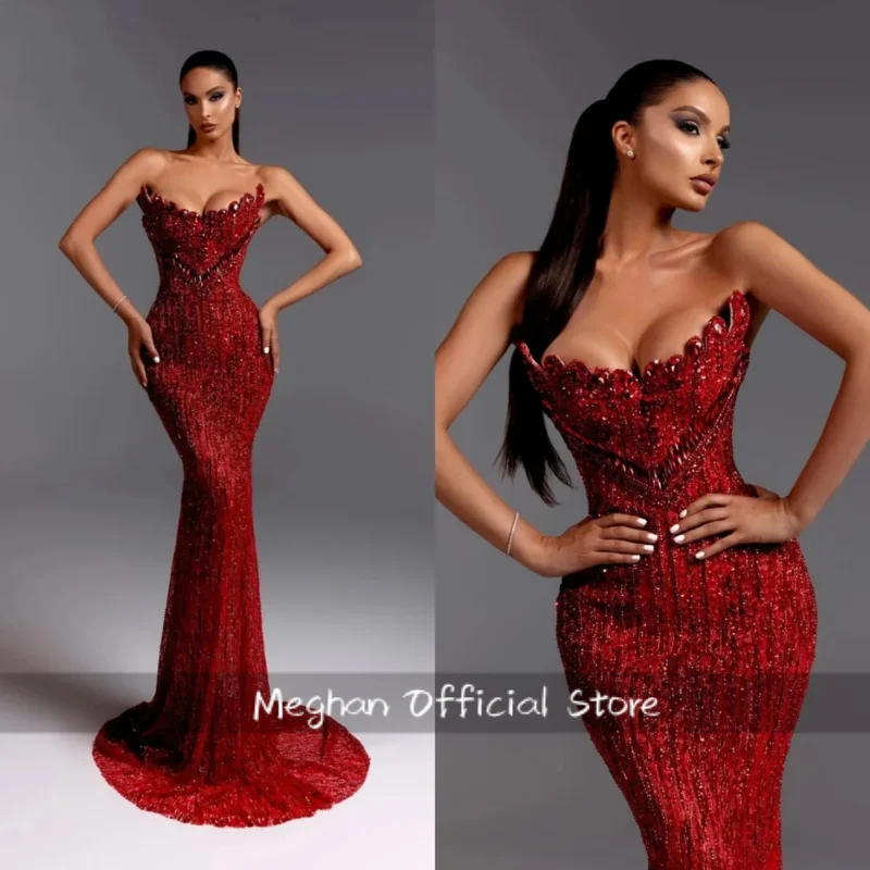 Fashionable Red Beaded Long Evening Dress Elegant Strapless Sleeveless Party Gown Customized Luxury Prom Dresses Customized
Fashionable Red Beaded Long Evening Dress Elegant Strapless Sleeveless Party Gown Customized Luxury Prom Dresses Customized