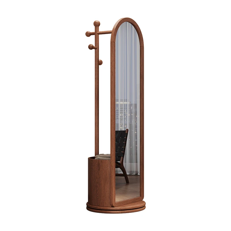 Solid wood coat rack full-body mirror integrated household bedroom storage rotating floor fitting mirror
Solid wood coat rack full-body mirror integrated household bedroom storage rotating floor fitting mirror