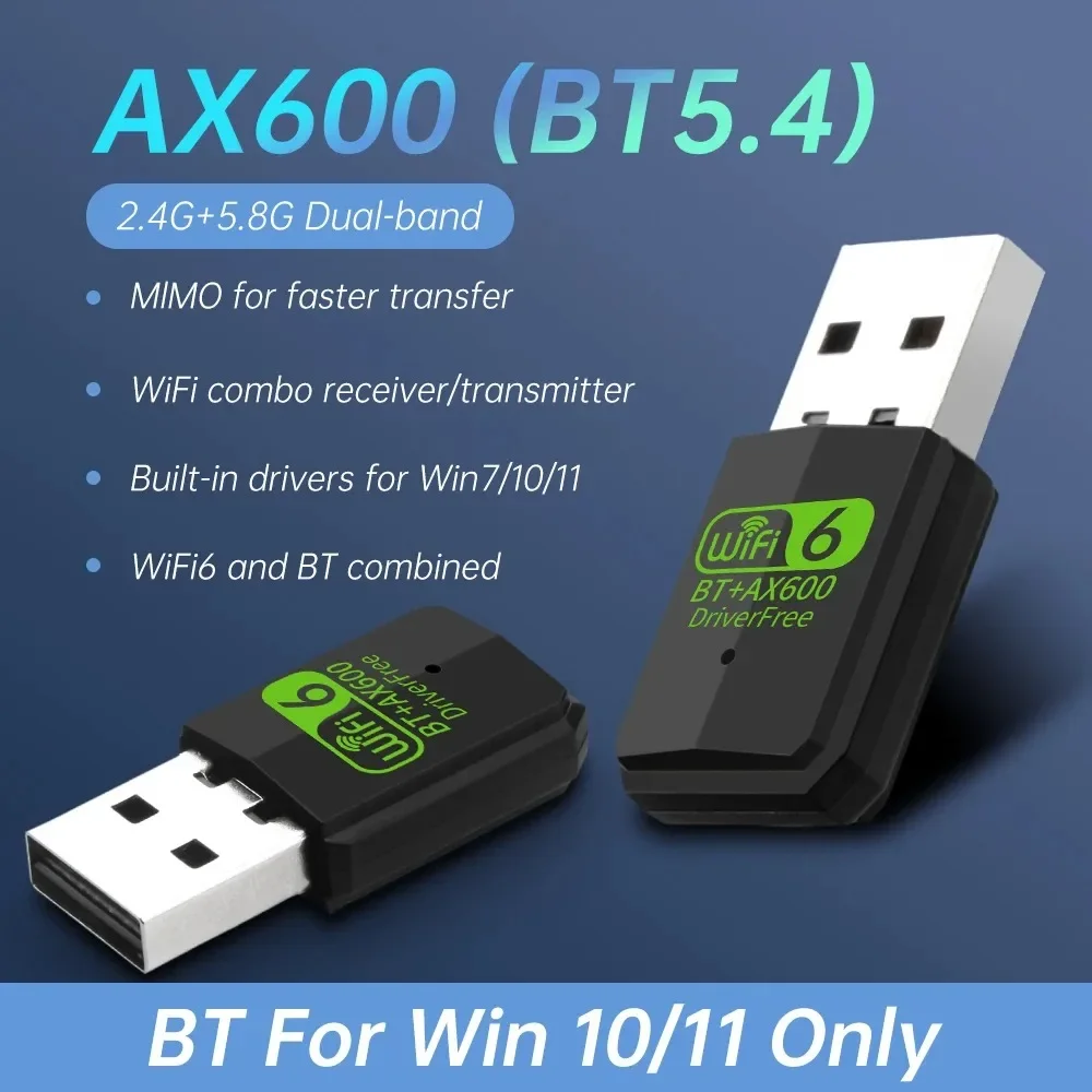Адаптер Wi-Fi 6, Bluetooth 5,4, AX600, USB2.0, двухдиапазонный сетевой беспроводной приемник 2,4G/5Ghz для ПК, ноутбука, 10/11 драйверов, бесплатно
Адаптер Wi-Fi 6, Bluetooth 5,4, AX600, USB2.0, двухдиапазонный сетевой беспроводной приемник 2,4G/5Ghz для ПК, ноутбука, 10/11 драйверов, бесплатно