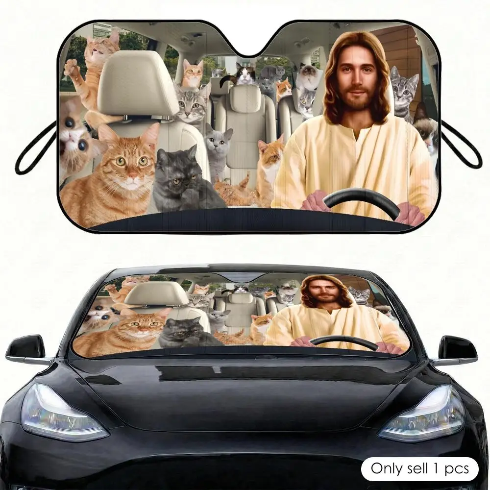 DRIVING JESUS AND CAT Sun Visor Car Visor Sunshade Windshield Cover Aluminum Foil UV Protector Heat Insulation Reusable
DRIVING JESUS AND CAT Sun Visor Car Visor Sunshade Windshield Cover Aluminum Foil UV Protector Heat Insulation Reusable