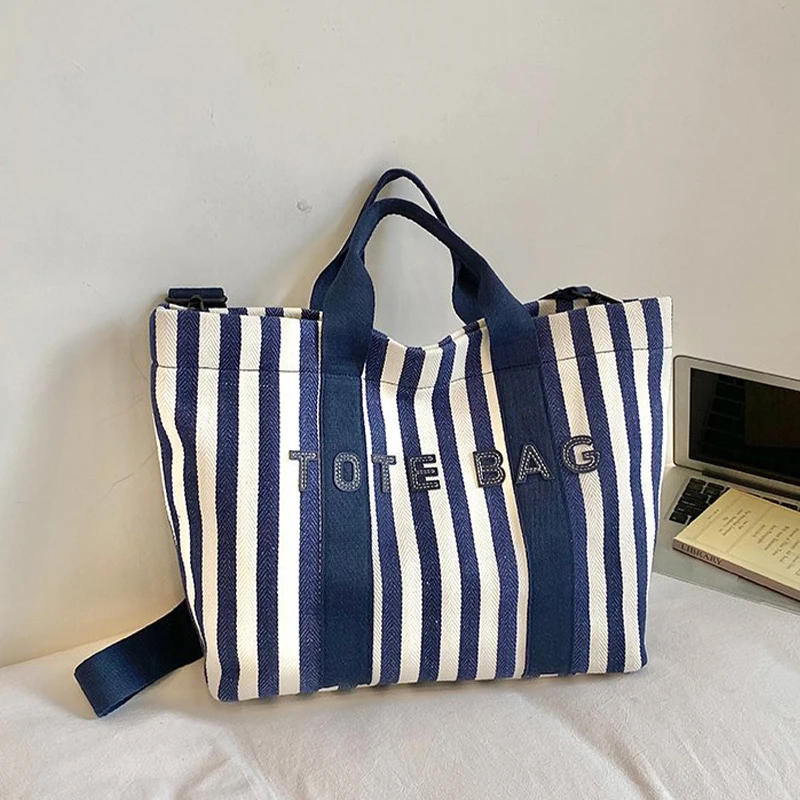 Simple Striped Canvas Bucket Handbag Women Top Handle Tote Large Capacity Casual Shoulder Crossbody Bag Portable Travel Bolsos
Simple Striped Canvas Bucket Handbag Women Top Handle Tote Large Capacity Casual Shoulder Crossbody Bag Portable Travel Bolsos