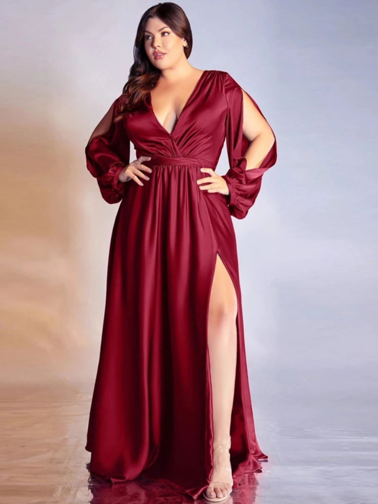 Plus Size Dresses 4XL 5XL Sexy V Neck Long Sleeve High Waist Slit Outfits Loose Evening Party Maxi Gowns Dress Autumn Spring
Plus Size Dresses 4XL 5XL Sexy V Neck Long Sleeve High Waist Slit Outfits Loose Evening Party Maxi Gowns Dress Autumn Spring