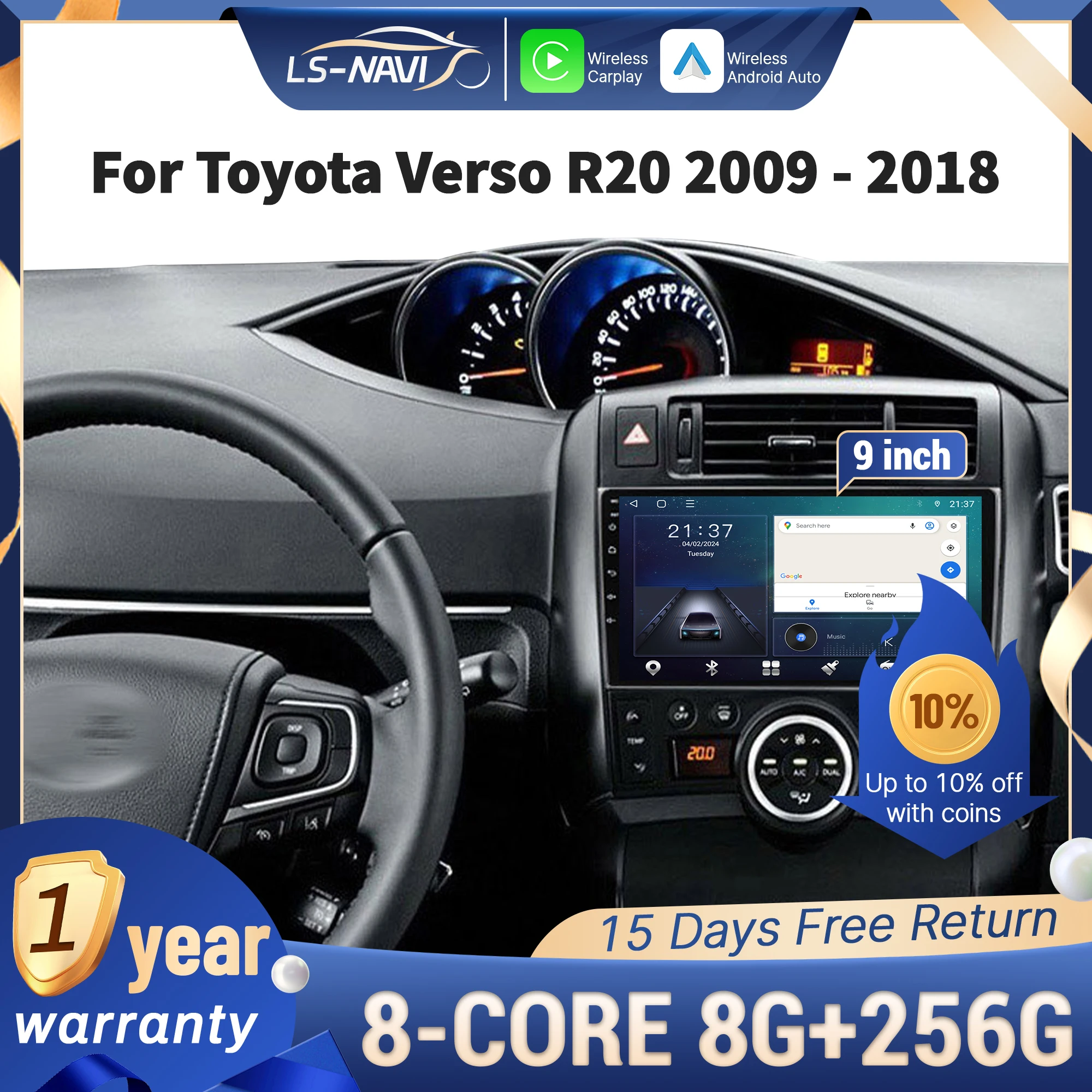 For Toyota Verso R20 2009-2018 Car Radio Multimedia Navigation GPS Wireless CarPlay 4G Head Unit Stereo Touch Screen
For Toyota Verso R20 2009-2018 Car Radio Multimedia Navigation GPS Wireless CarPlay 4G Head Unit Stereo Touch Screen