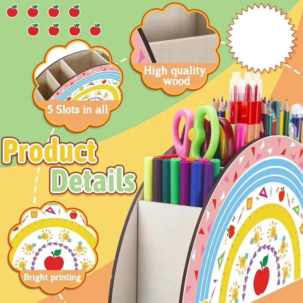 Creative 5 Slots Rainbow Pencil Holder Geometric Shape Wooden Desk Organizer Pen Cup Colorful Makeup Brush Holder Teacher Gift
Creative 5 Slots Rainbow Pencil Holder Geometric Shape Wooden Desk Organizer Pen Cup Colorful Makeup Brush Holder Teacher Gift