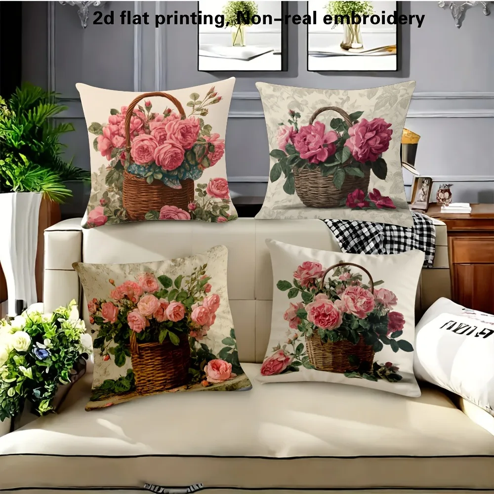 Vintage Pink Rose Basket Pillowcase: 2D Flat-Print Floral Pattern Cushion Cover for Classic Home Sofa Decor
Vintage Pink Rose Basket Pillowcase: 2D Flat-Print Floral Pattern Cushion Cover for Classic Home Sofa Decor