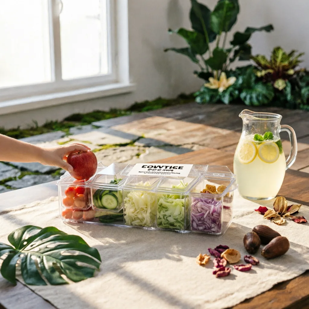 Divided Serving Tray with Lid Portable Divided Salad Tray Lidded Fruit Container Clear Charcuterie Box Spill-Proof for Picnic
Divided Serving Tray with Lid Portable Divided Salad Tray Lidded Fruit Container Clear Charcuterie Box Spill-Proof for Picnic