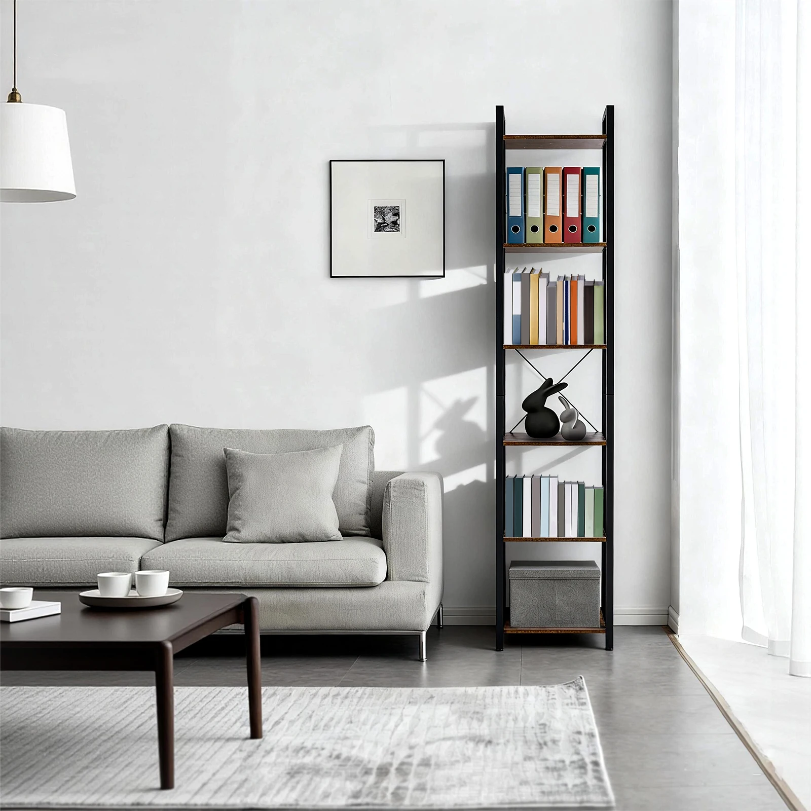 JHK 6-Tier Freestanding Bookcase with Steel Frame and Wood Storage Rack Organizer Narrow Display Standing Book Shelf for Home
JHK 6-Tier Freestanding Bookcase with Steel Frame and Wood Storage Rack Organizer Narrow Display Standing Book Shelf for Home