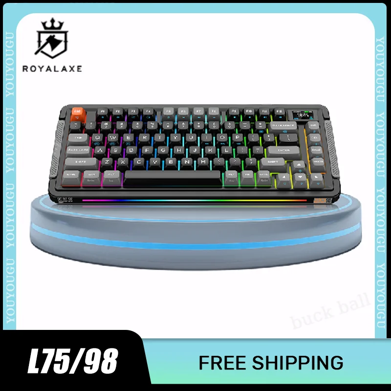 Механическая клавиатура Royal Axe L75/98, беспроводные клавиатуры, 3 режима, RGB, пользовательские программируемые клавиатуры Hot Swap PBT Keycap Esports, игровая клавиатура
Механическая клавиатура Royal Axe L75/98, беспроводные клавиатуры, 3 режима, RGB, пользовательские программируемые клавиатуры Hot Swap PBT Keycap Esports, игровая клавиатура