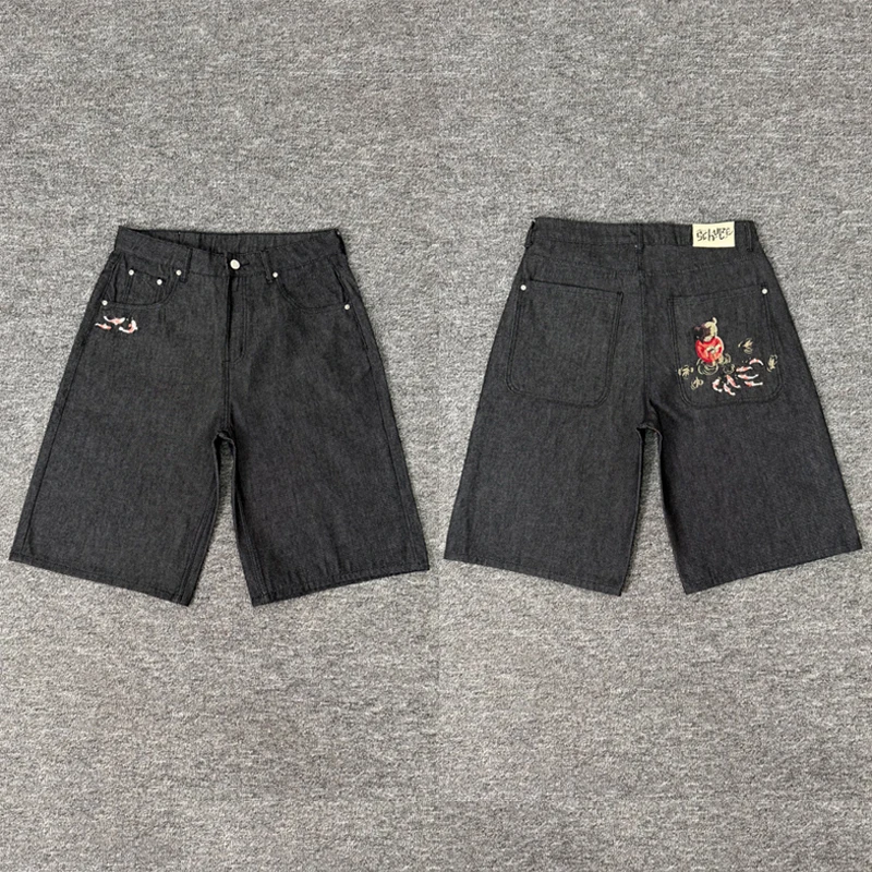 High Street Fashion Casual Jeans Embroidered Figure Goldfish Print American Style High-quality Denim Shorts Stock
High Street Fashion Casual Jeans Embroidered Figure Goldfish Print American Style High-quality Denim Shorts Stock
