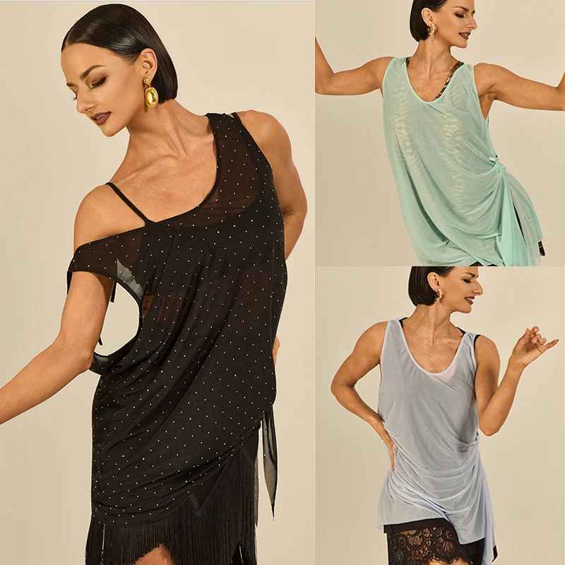 Double Size Wear Latin Dance Tops Women Loose Mesh Vest Rumba Chacha Dance Clothes Practice Wear Performance Costume DNV26327
Double Size Wear Latin Dance Tops Women Loose Mesh Vest Rumba Chacha Dance Clothes Practice Wear Performance Costume DNV26327