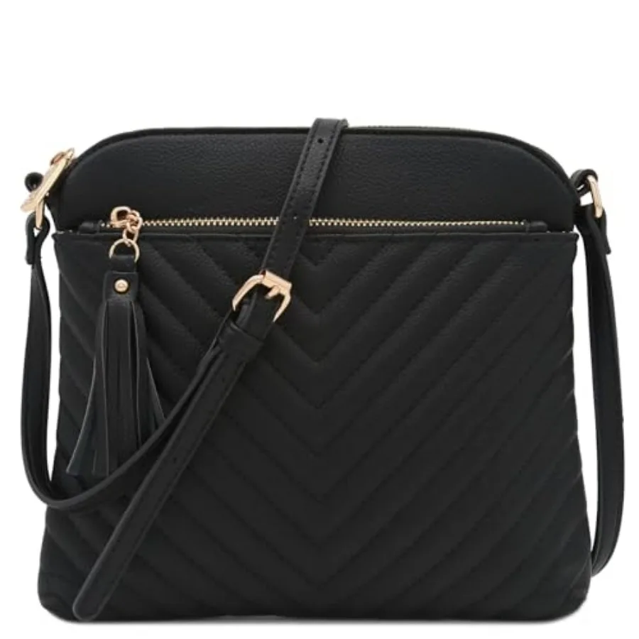 FashionPuzzle Chevron Quilted Medium Crossbody Bag with Tassel Accent
FashionPuzzle Chevron Quilted Medium Crossbody Bag with Tassel Accent