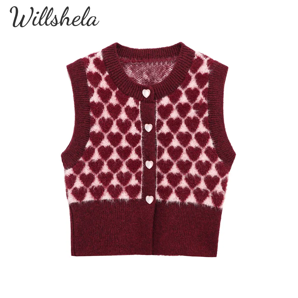 Willshela Women Fashion Heart Printed Sweater Vest Round Neck Sleeveless Female Chic Lady Casual Mujer Knitted Waistcoat
Willshela Women Fashion Heart Printed Sweater Vest Round Neck Sleeveless Female Chic Lady Casual Mujer Knitted Waistcoat